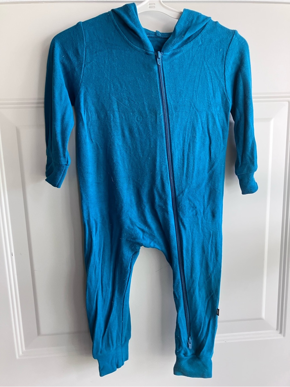 Kyte baby blue zip hooded romper 12-18 months